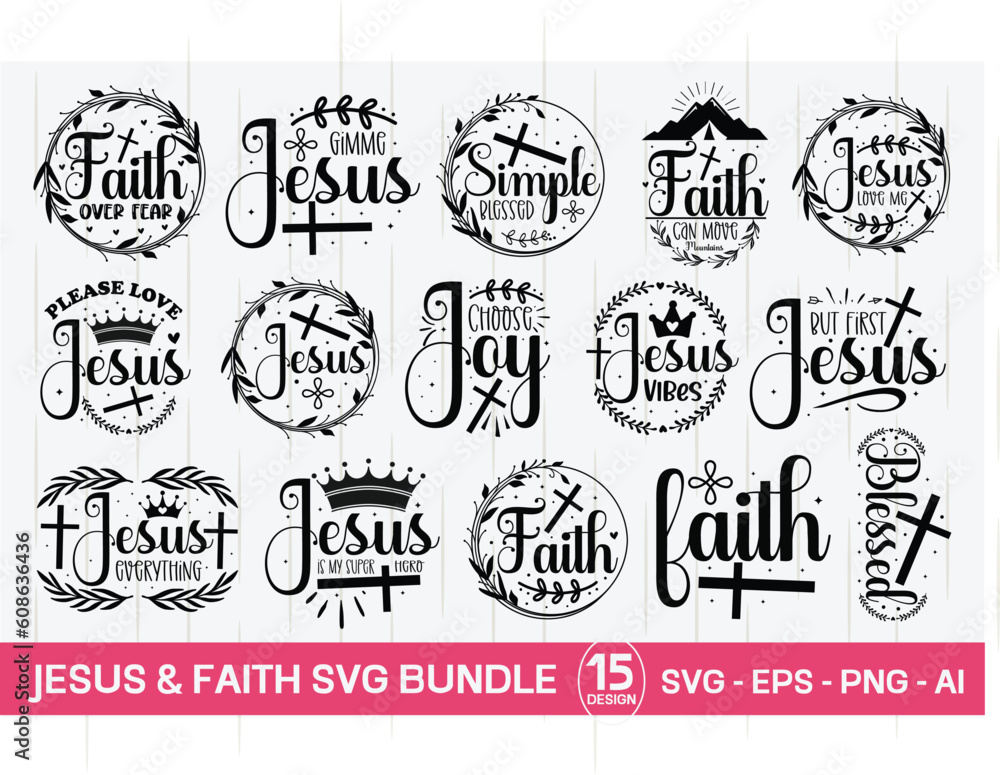 Fototapeta premium Jesus & Faith Svg Bundle