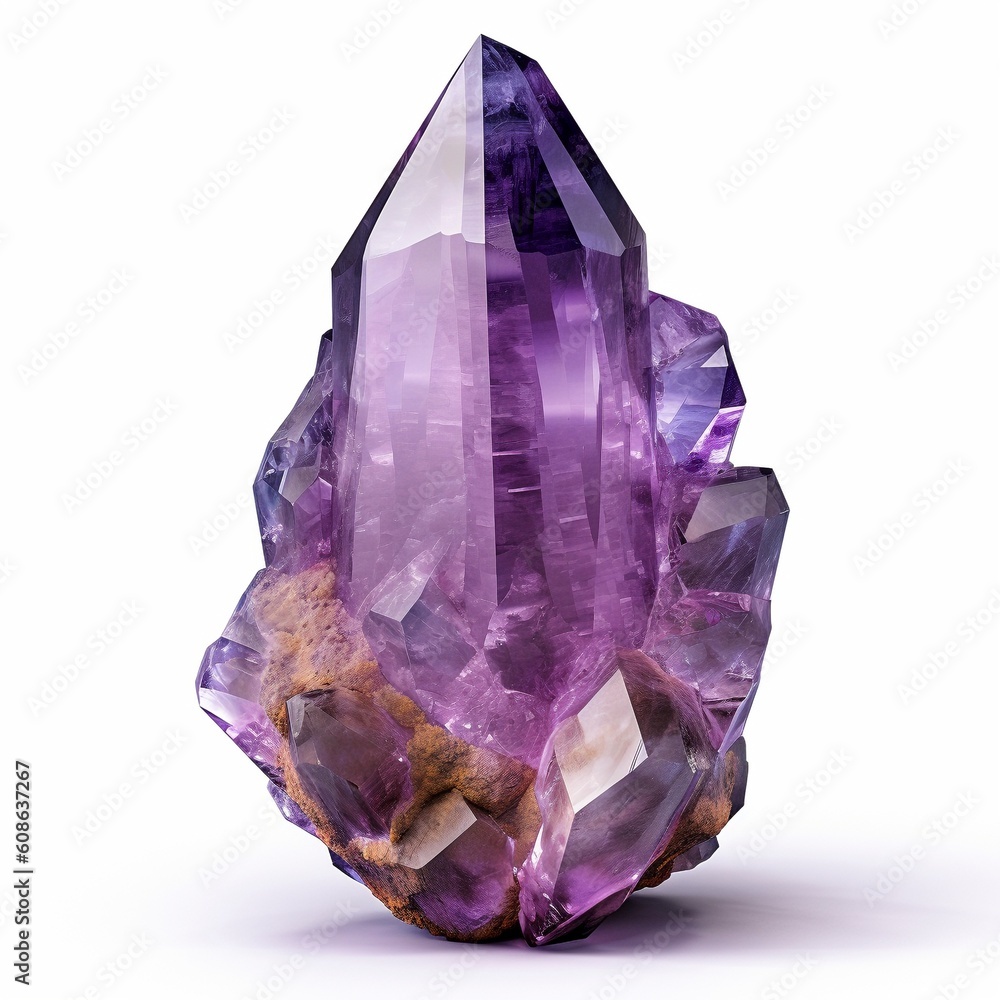 Fototapeta premium Amethyst stone ultrarealistic white background 