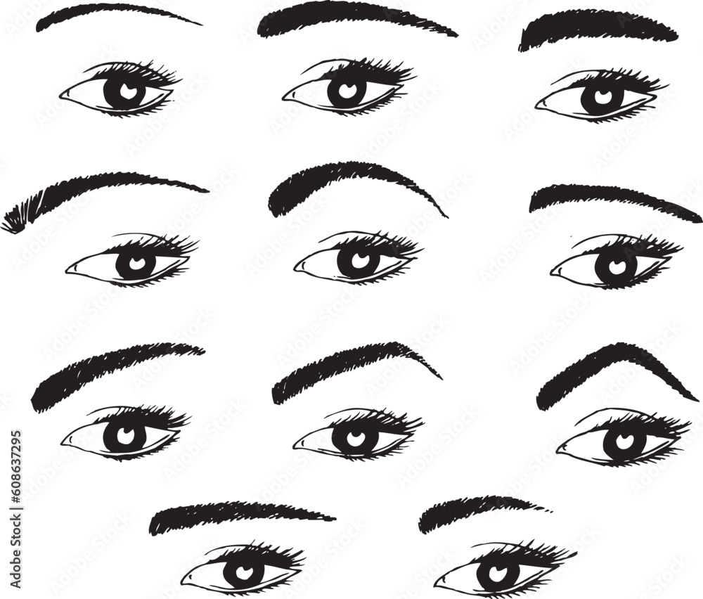 various shapes of eyebrows