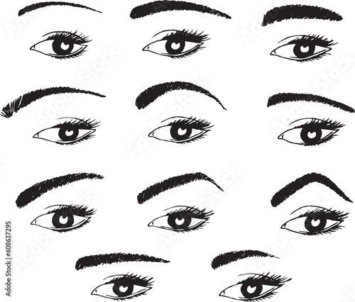 various shapes of eyebrows
