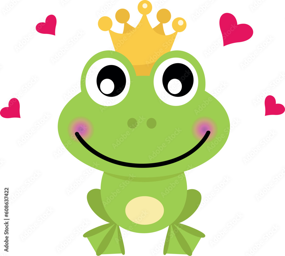 Obraz premium Frog prince. Vector cartoon illustration