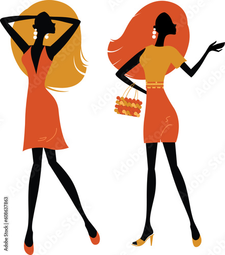 Modern shopping stylized women. Vector