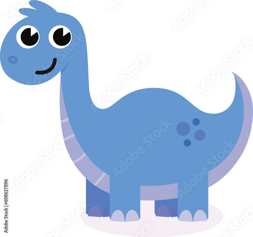 Happy Dino isolated on white. Cartoon vector Illustration