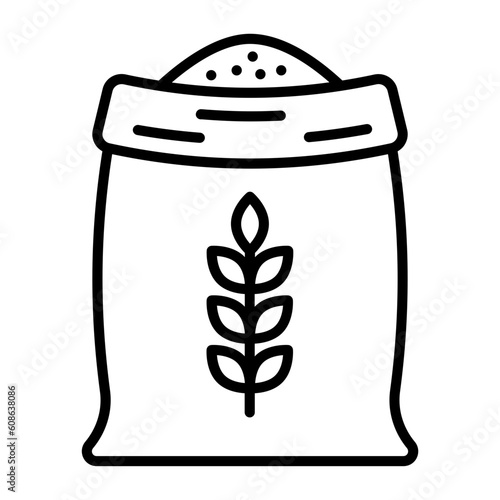 Maida bag vector line icon design, Bakery and Breadsmith symbol, Cuisine Maestro sign, food connoisseur stock illustration, refined wheat flour sack concept