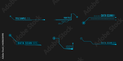 Abstract Virtual Control Panel Layout Texture Concept Design. HUD Futuristic User Screen Basic Elements Set. 
