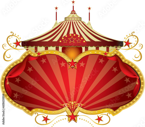 A circus frame with a big top and a large copy space for your message.