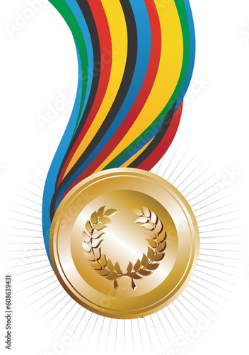 Olympics Games gold medal illustration. Vector file layered for easy manipulation and custom coloring.