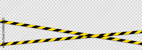 Police tape. Warning tapes against threats. Black and yellow striped line. Records with caution and signs of danger.
