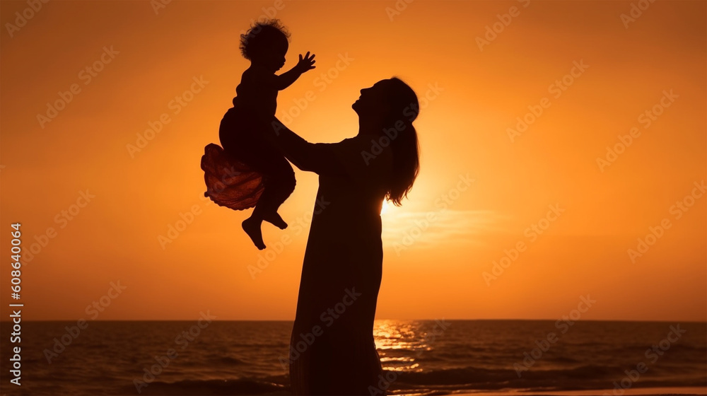 Mother with her baby for children's day, love and care. mother's love, generative Ai
