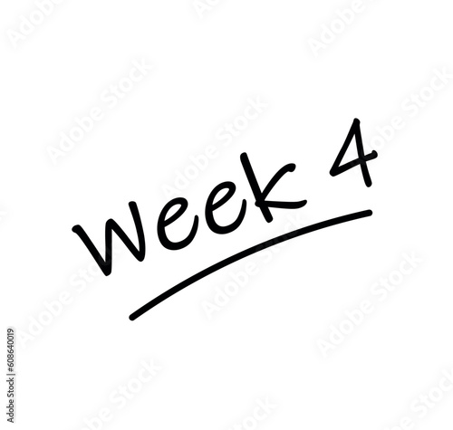 Week 4 memo note. vector illustration heading in black lettering. Schedule and planner 