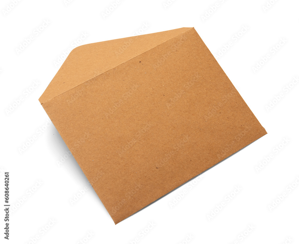 Craft envelope for letters with a blank sheet. Flat lay with a note Craft envelope for letters with a blank sheet. Flat lay with a note