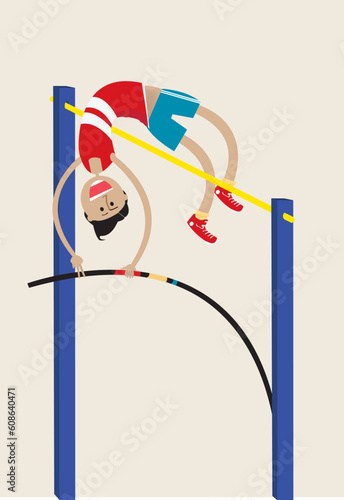 Olympic athlete doing pole vault, also available as a Vector in Adobe illustrator EPS format