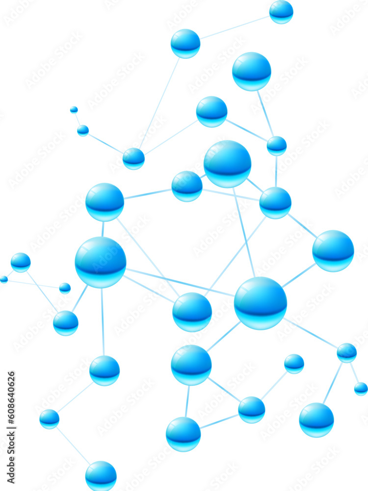 Abstract background of several interconnected atoms. Illustration on white
