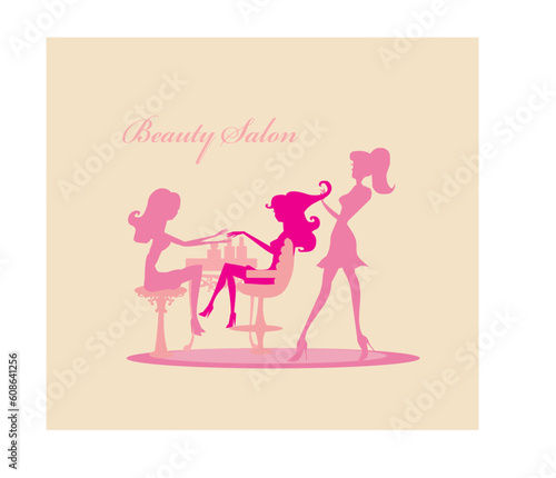 Vector illustration of the beautiful woman in beauty salon