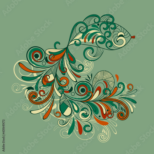 vector stylized fish with detailed tail
