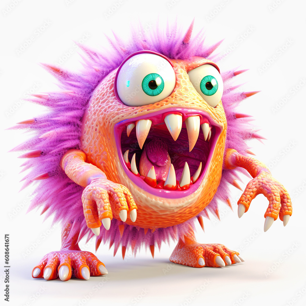 monster, funny cartoon isolated on white background,  Generative AI