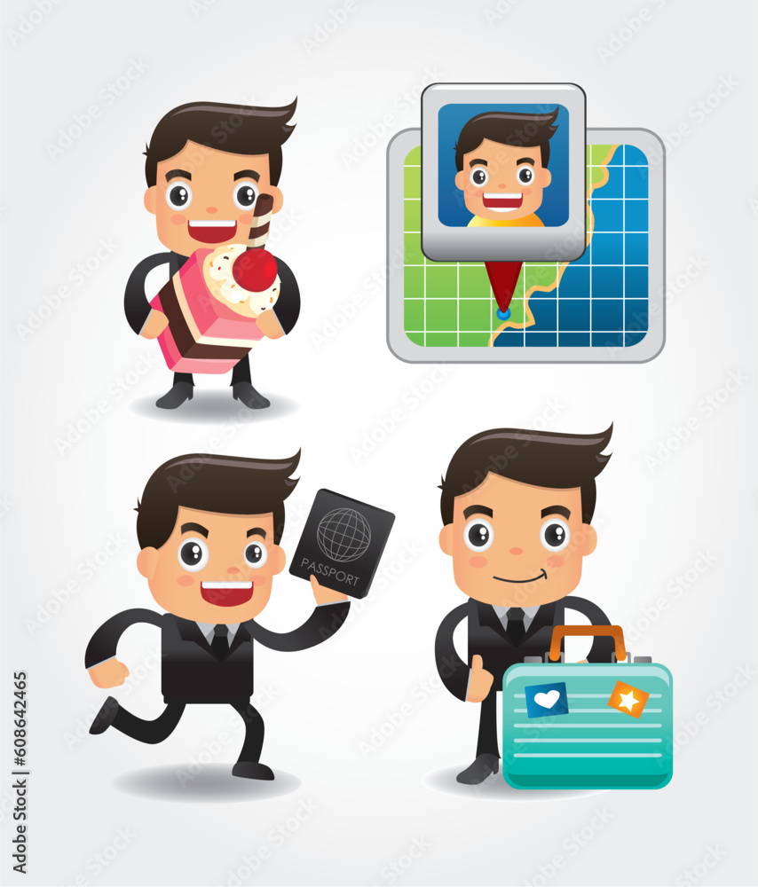 set of funny cartoons of office worker set of funny cartoons of office worker