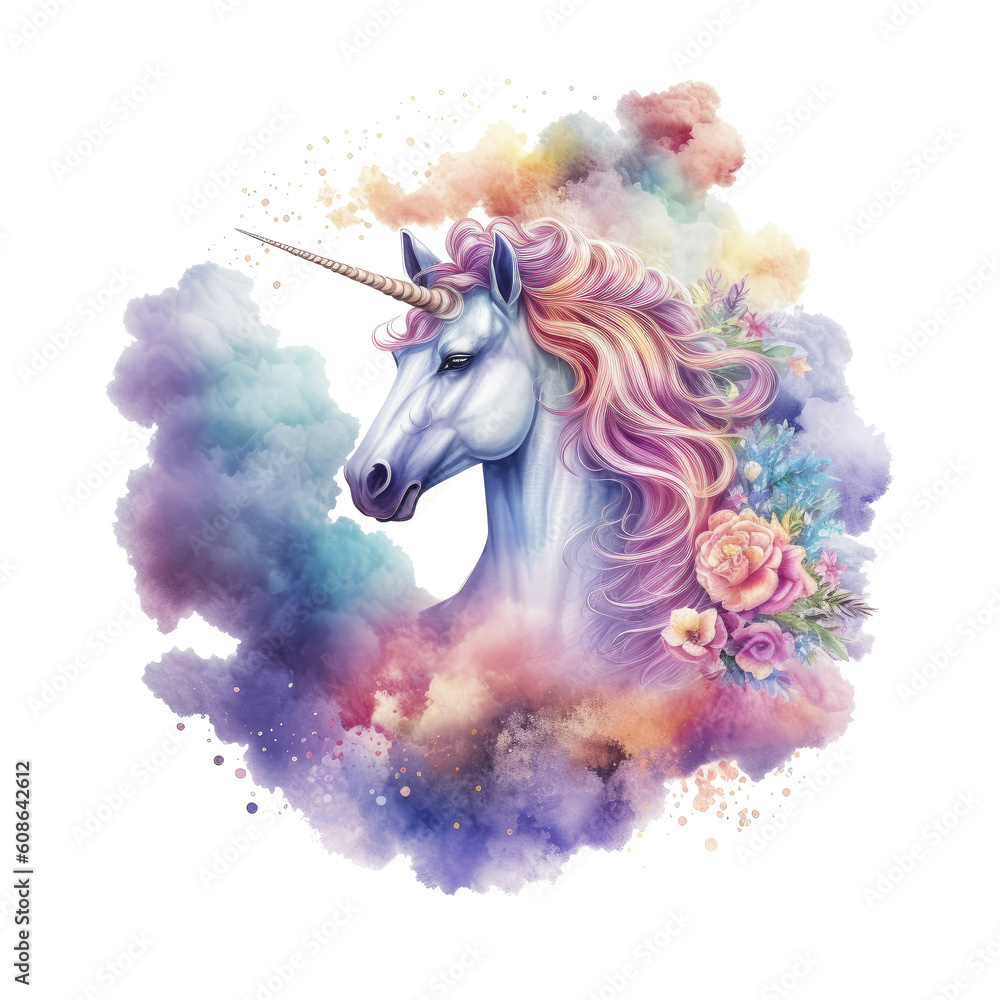 Unicorn Fantasy Illustration of a Magnificent and Beautiful Magical Unicorn Clipart Ai Generiert