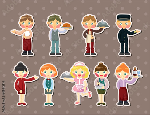 cartoon waiter and waitress stickers
