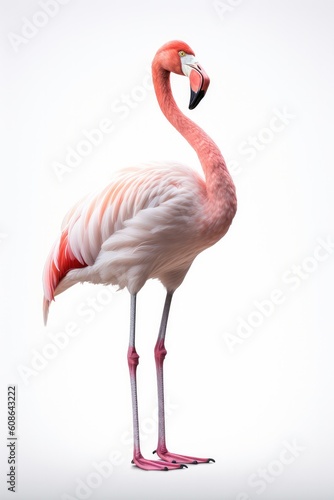 Flamingo full body, isolated on white background. generative AI