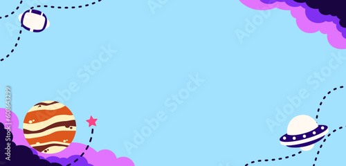 Banner with outer space theme. Vector illustration design