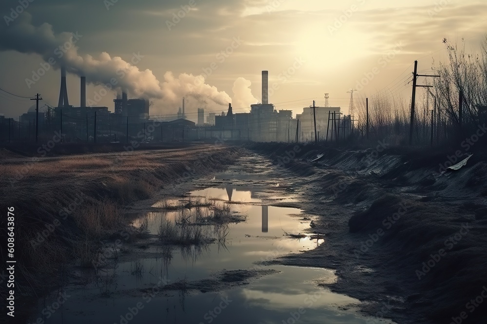 Confronting Smoggy Cityscape. Battling Industrial Pollution. Impacts of Industrial Emissions