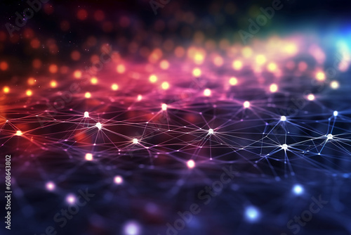 Network connection fiber optic, Abstract futuristic network lines background. AI generative