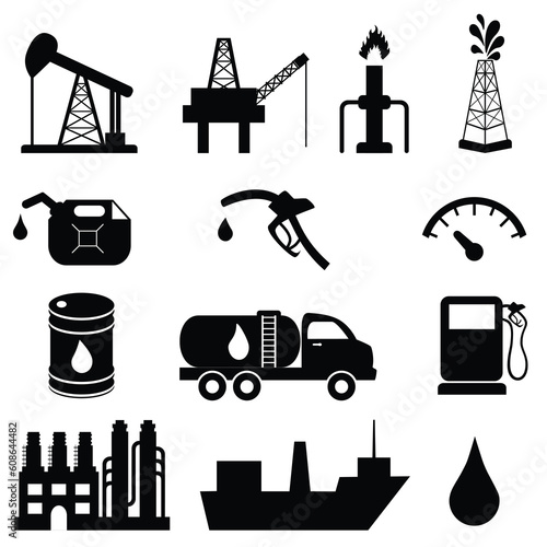 Oil and petroleum icon set