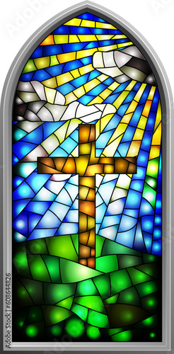 Illustration of a stained glass window