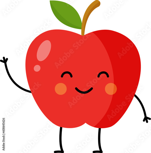 Vector picture of cute apple isolated on white background.