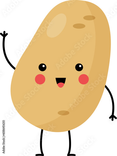Vector picture of cute potato isolated on white background.
