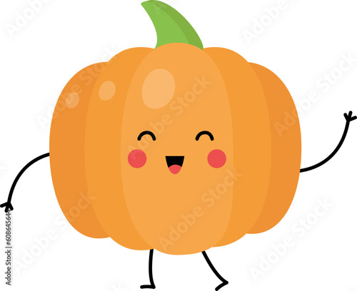 Vector picture of cute pumpkin isolated on white background.