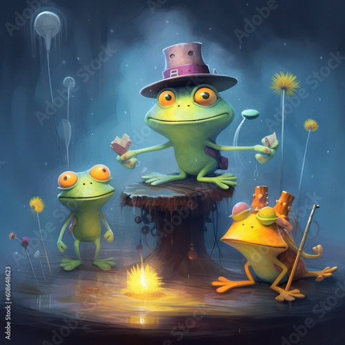 Cute Frog, Childrens Book Illustration, Generative AI