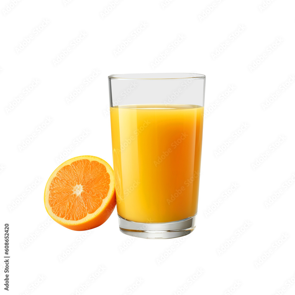 glass of orange juice and orange created with Generative AI glass of orange juice and orange created with Generative AI