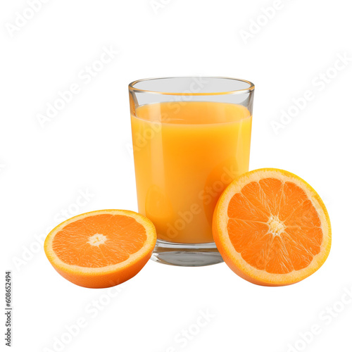 glass of orange juice and orange created with Generative AI