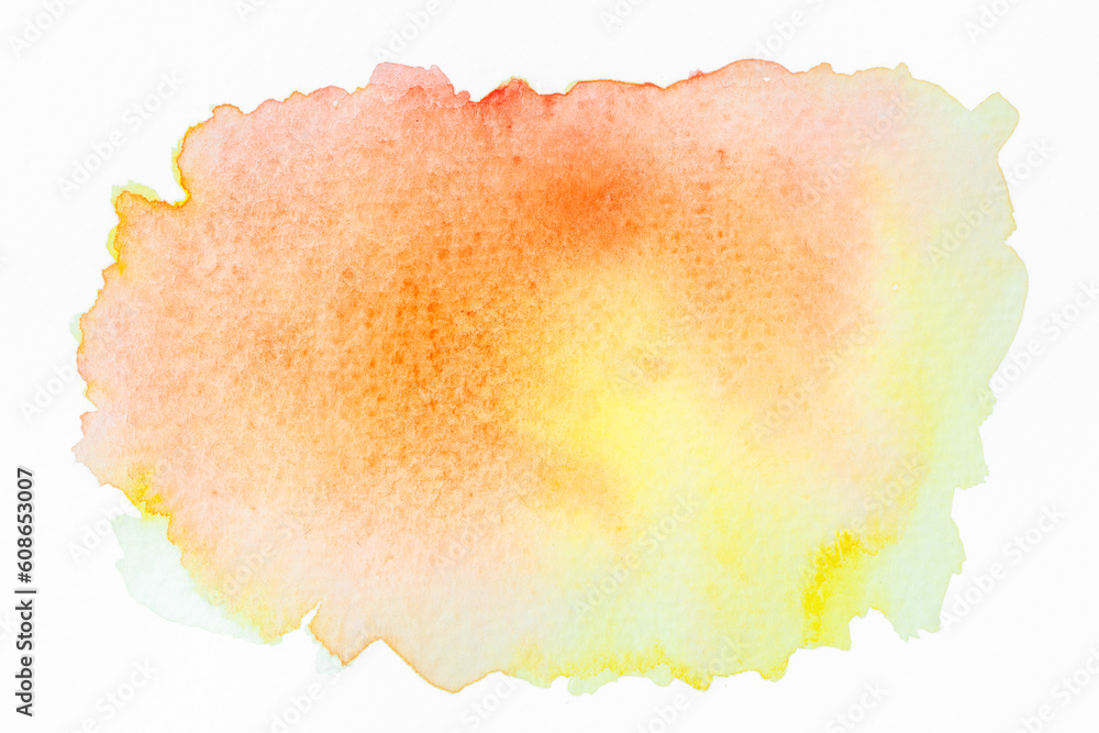 Watercolor, orange, yellow and red Gradient color combinations on white drawing paper. use as background