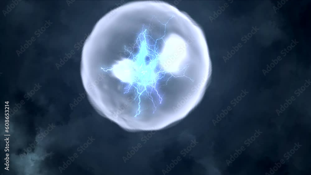 Ball lightning. Ball lightning on background of stormy sky. Electric ...
