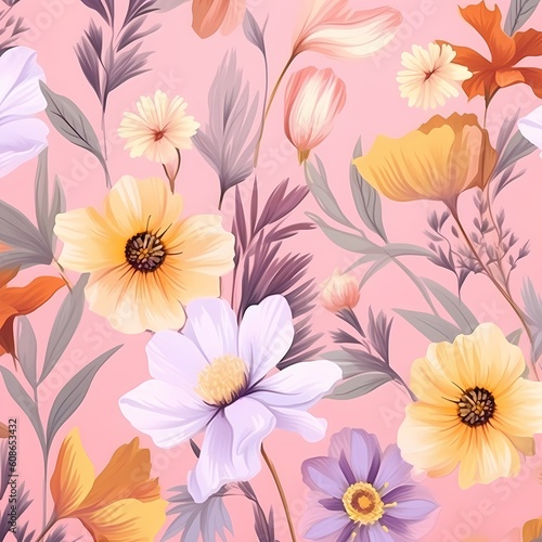 seamless background with pink flowers  pattern