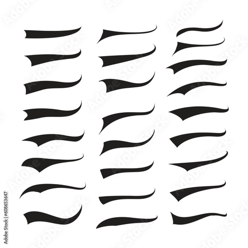 Text Tails Swoosh Baseball Sign, Typography font curve tail, font swoosh tail ornamental vector, baseball tail shape for text ornaments football or athletics tail, ornamental swash underline Swirl 
