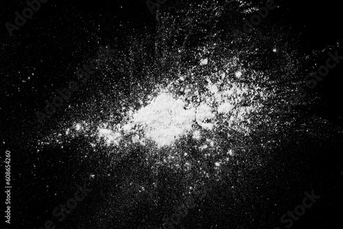 explosion with powder particles. Abstract white particle