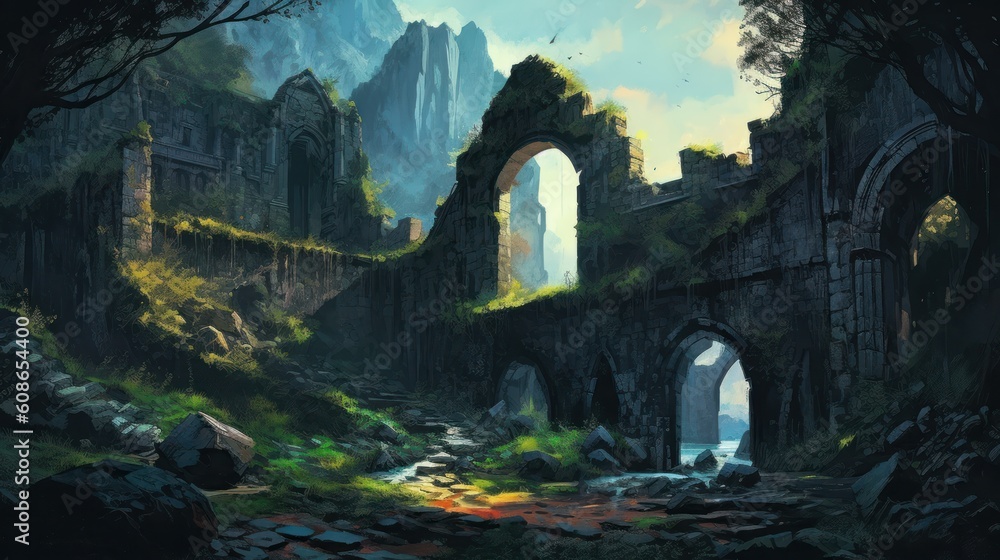 Fototapeta premium Game Art Old Mystic Ruins 