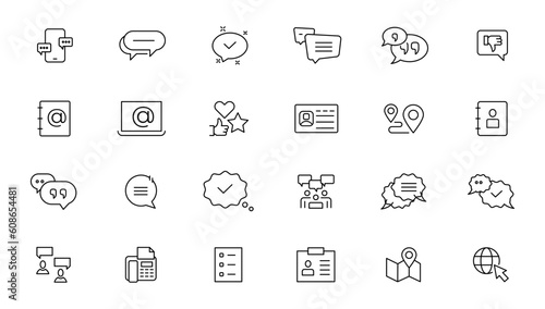 Customer Service and Support - Outline Icon Collection. Thin Line Set contains such Icons as Online Help, Helpdesk, Quick Response, Feedback and more. Simple web icons set