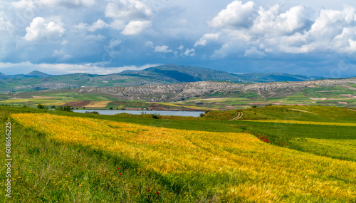 Panoramic and close view of the nature around Red River  Kizilirmak in Turkish  once known as the Halys  Turkey