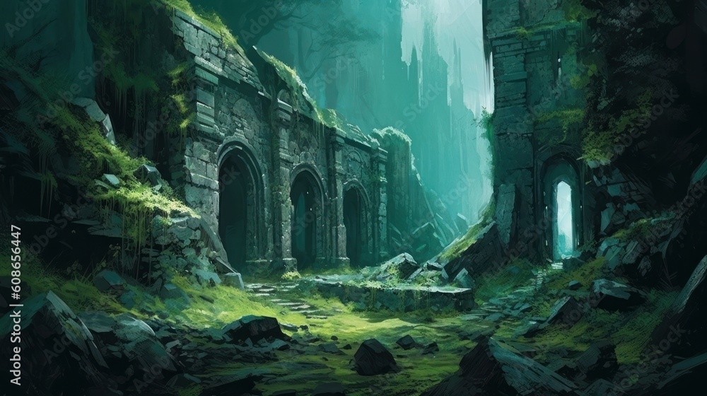 Old Ruins Game Art Wallpaper Background