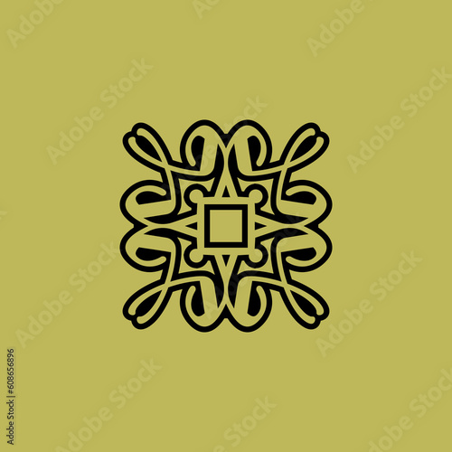 abstract ornamental symmetrical letter M or W elegant logo