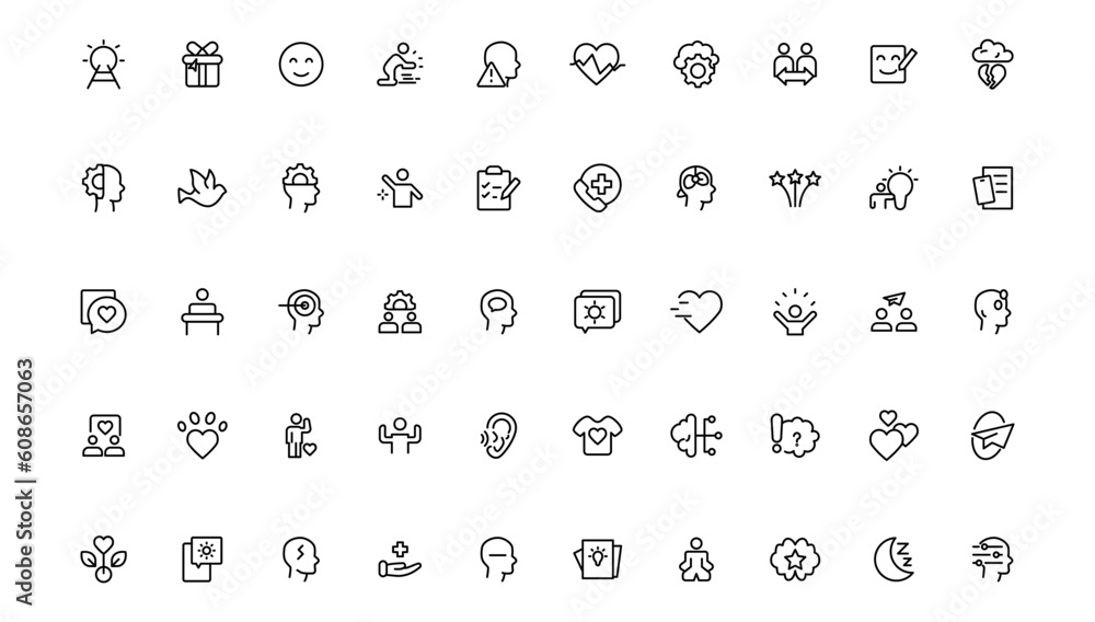 Psychology and mental line icons collection. Thin outline icon. Psychology and mental line icons collection. Thin outline icon.