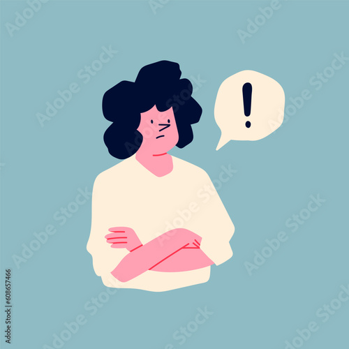 Confused thoughtful person. Cartoon style character. Hand drawn Vector isolated illustration.  Confusion, contemplation, dilemma, thinking, wondering concept