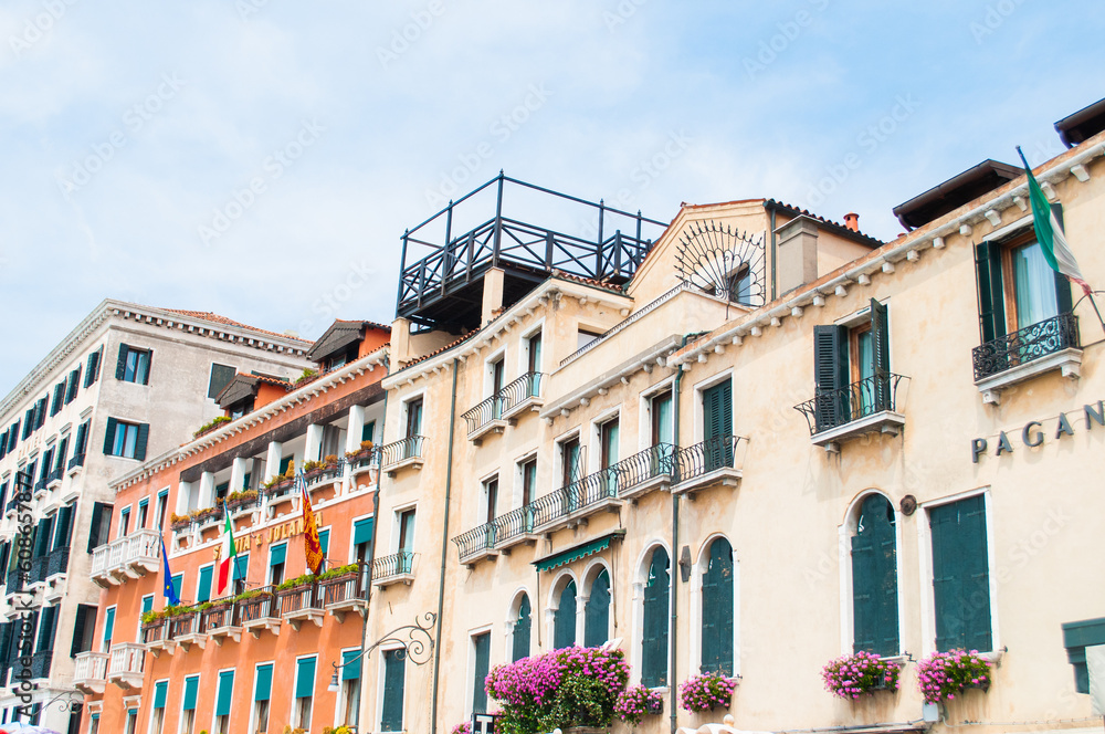 Venice buildings exterior. Travel to Italy. Mediterranean architecture