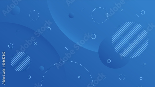 Modern Abstract Background with Motion Round Circle Wave Retro Memphis and Blue Gradient Color