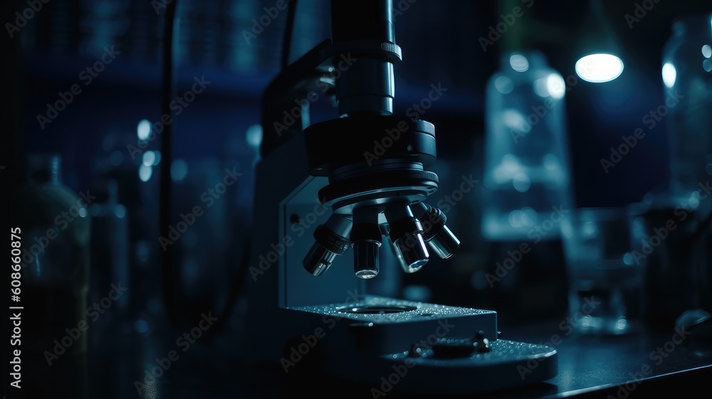 microscope in lab , laboratory equipment for education and research new technology , Generative AI